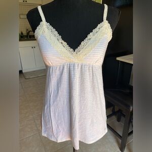 Y2k hollister lace striped cream and white babydoll tank top